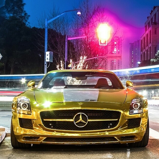 Golden SLS AMG Mercedes Trinidad James Would Love This LOL