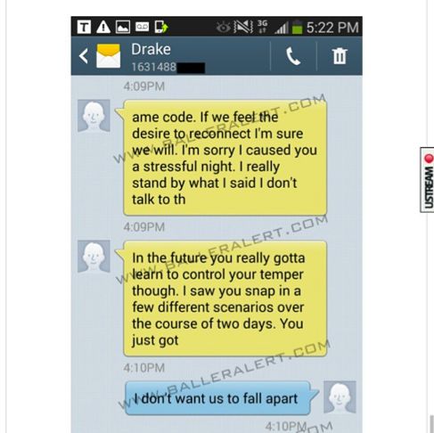 Drakes Texts To Jhonni Blaze