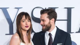 Jamie Dornan and Dakota Johnson attend the UK Premiere of 'Fifty Shades Of Grey'