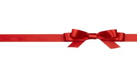 Red ribbon with bow, close-up