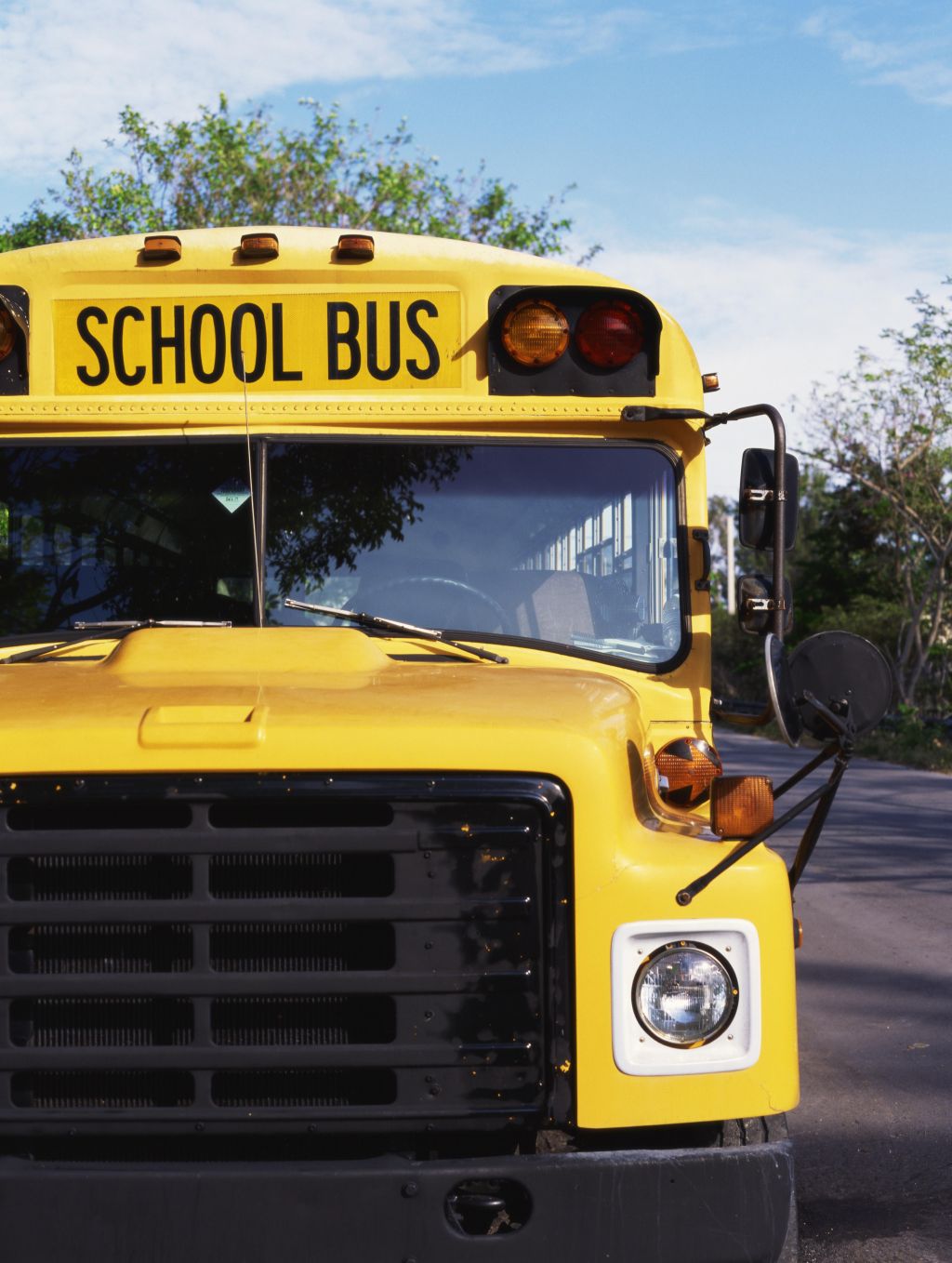 Front view of a school bus