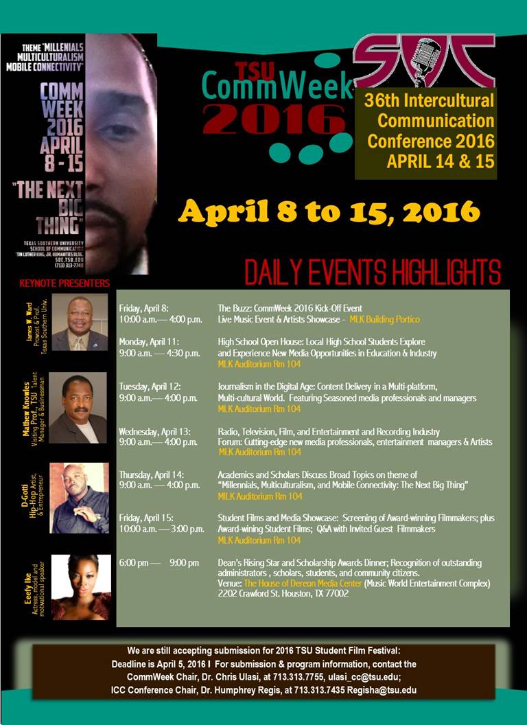 Texas Southern University 36th Intercultural Communication Conference Week 2016