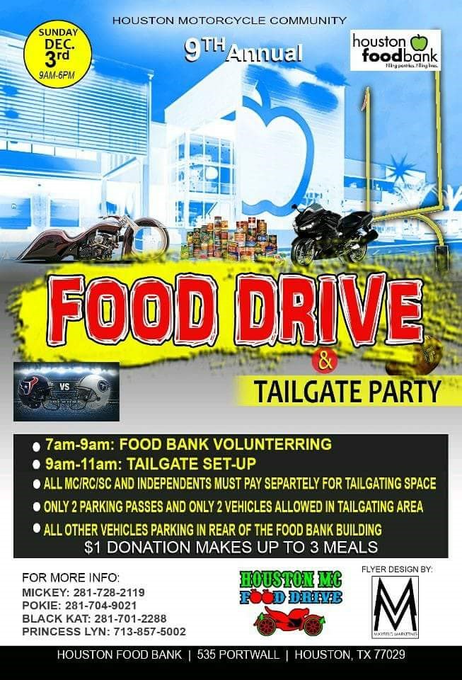 2017 9th Annual Houston Motorcycle Community Food Drive & Tailgate Party