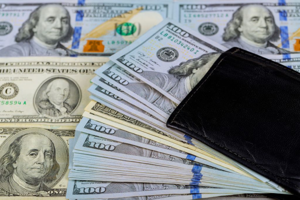 Close-Up Of American Dollars In Wallet