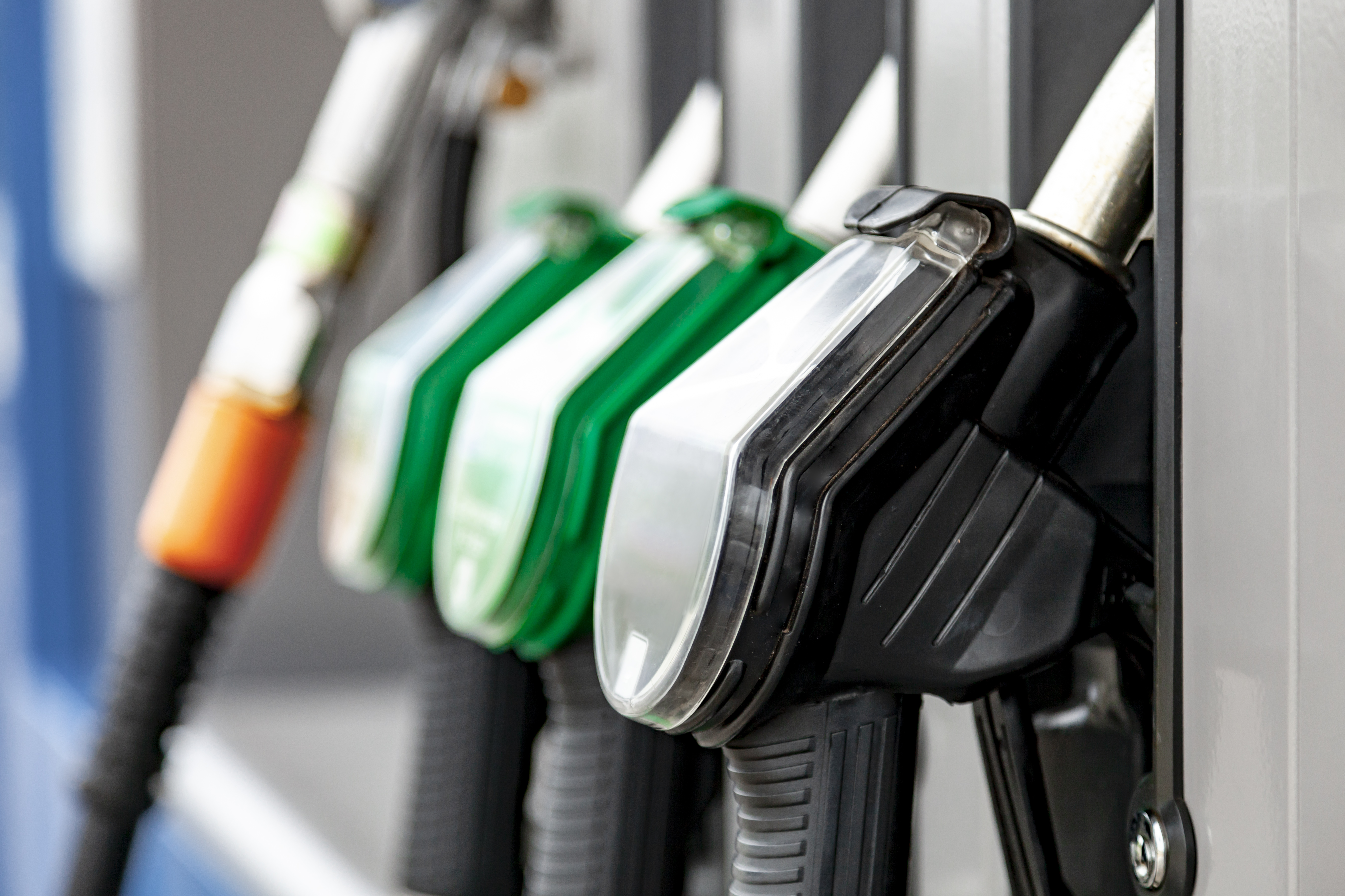 Petrol station fuel pump nozzles