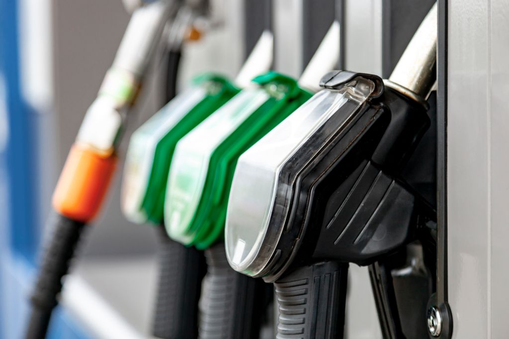 Petrol station fuel pump nozzles