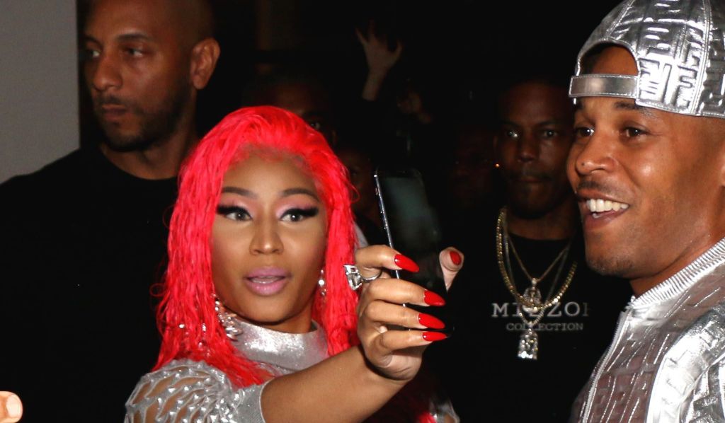 Nicki Minaj and Kenneth Petty arrive at Fendi Prints On at Fendi in Beverly Hills