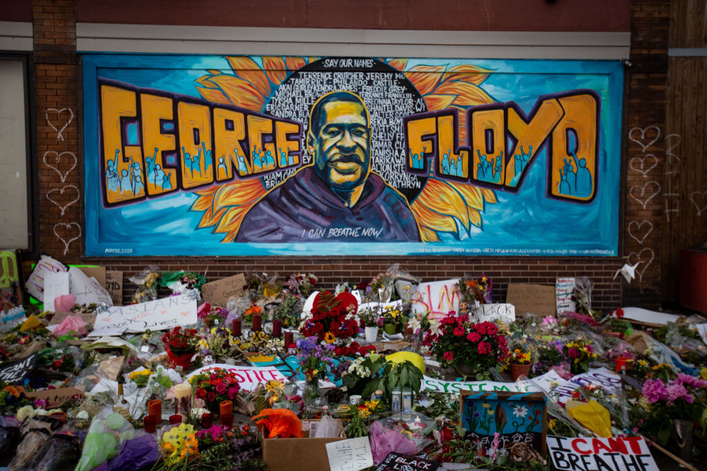 The makeshift memorial outside Cup Foods where George Floyd was murdered by a Minneapolis police officer