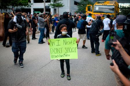 Child With Sign "Am I Next?" - Houston Protests