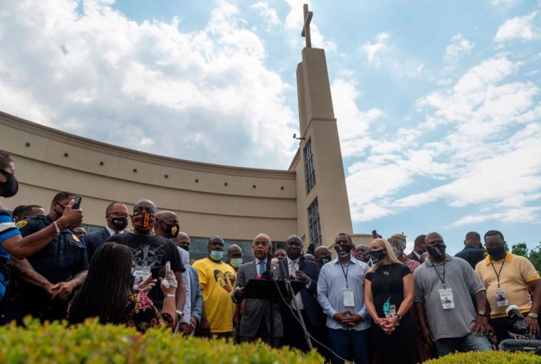Al Sharpton Holds Press Conference Outside Fountain Of Praise