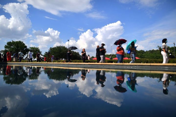 People Waiting Outside Fountain Of Praise