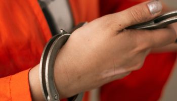 Midsection Of Woman With Handcuffs