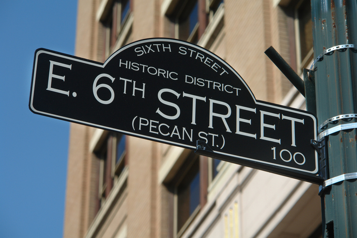 Historic Sixth Street sign Austin, Texas