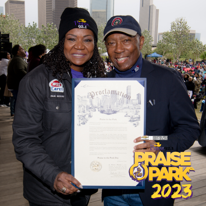 Radio ONE General Manager Pam McKay and Mayor Sylvester Turner