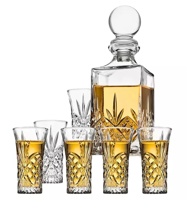 Dublin Crystal 7 Piece Spirits Decanter & Shot Glass Set