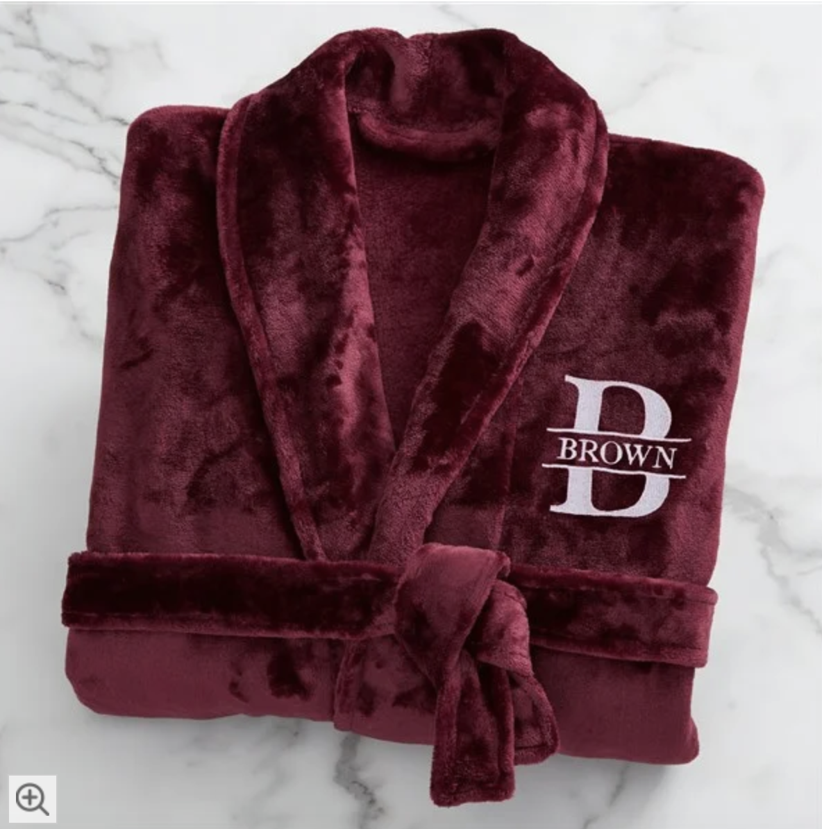 Lavish Last Name Embroidered Fleece Robe- Maroon