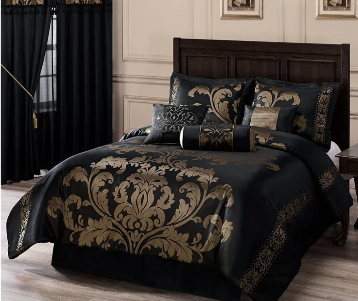 Royale Jacquard Floral 7 Piece Comforter Set