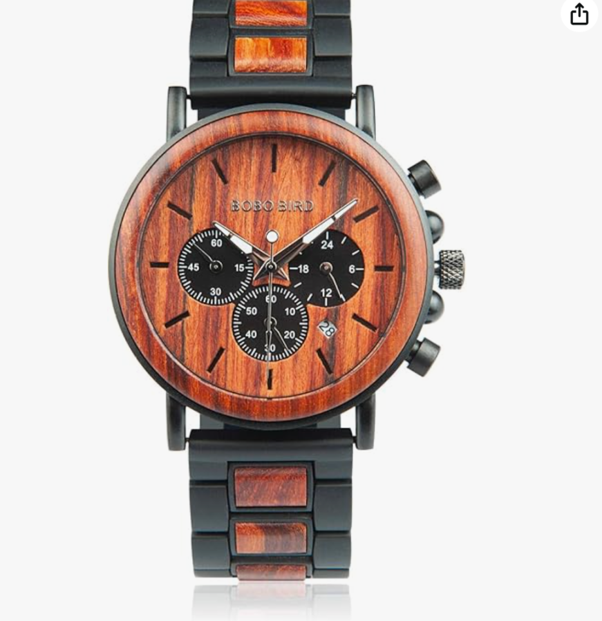 Men's Watch Wood & Stainless Steel
