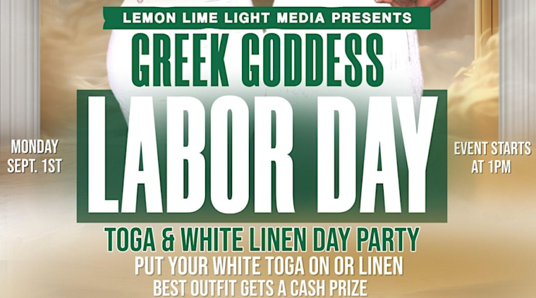 Greek Goddess Labor Day Toga Party & BBQ | Sept. 1