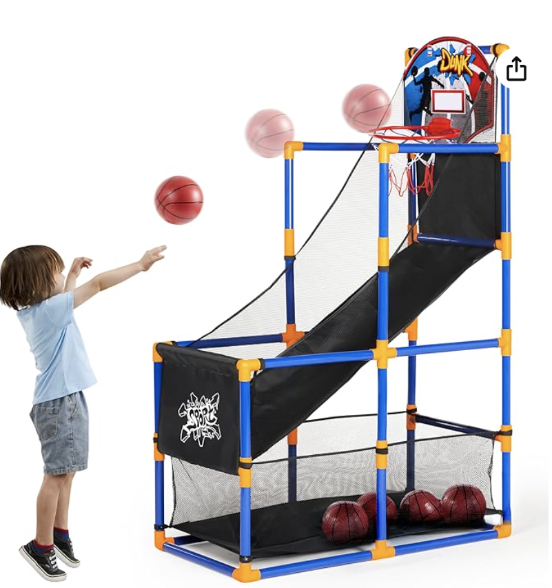 JOYIN Arcade Basketball Game Set with 4 Balls and Hoop