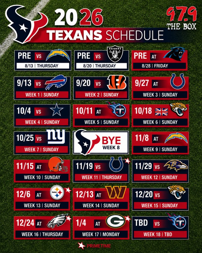 Houston Texans Schedule 2026
