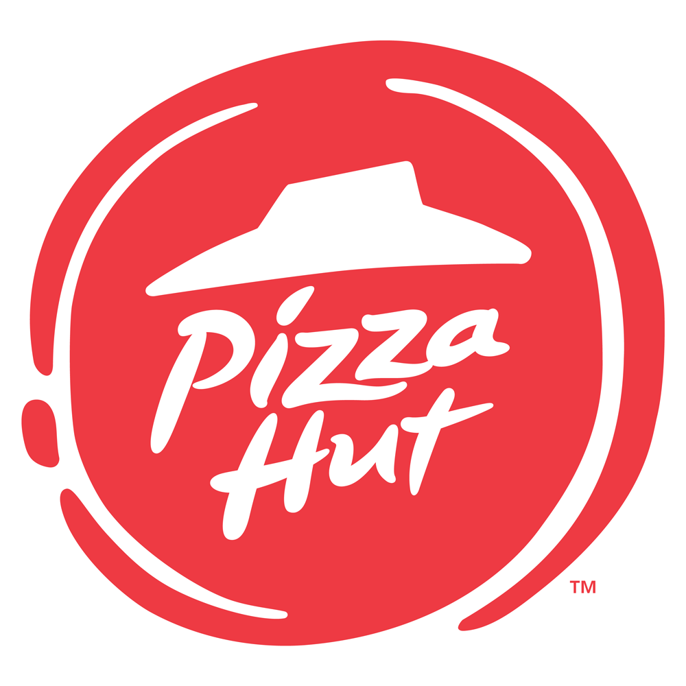 Red circular logo with white text reading "Pizza Hut".