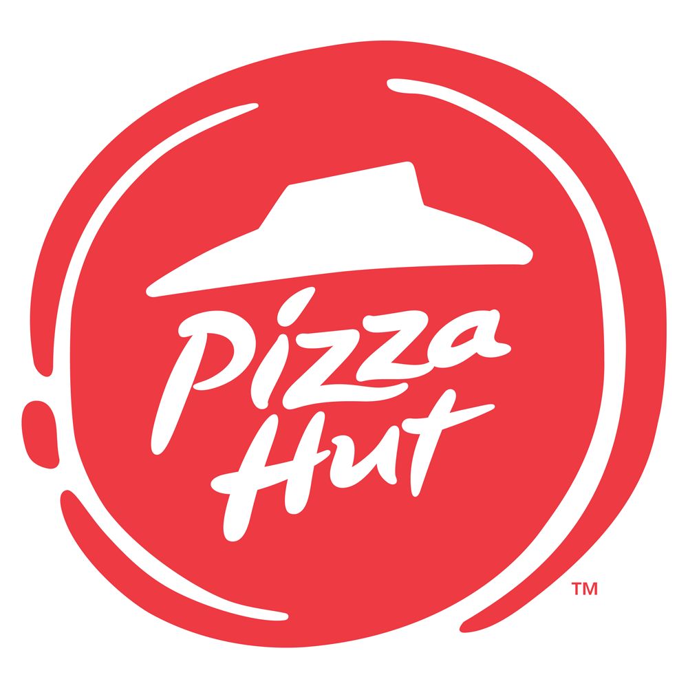 Red circular logo with white text reading "Pizza Hut".