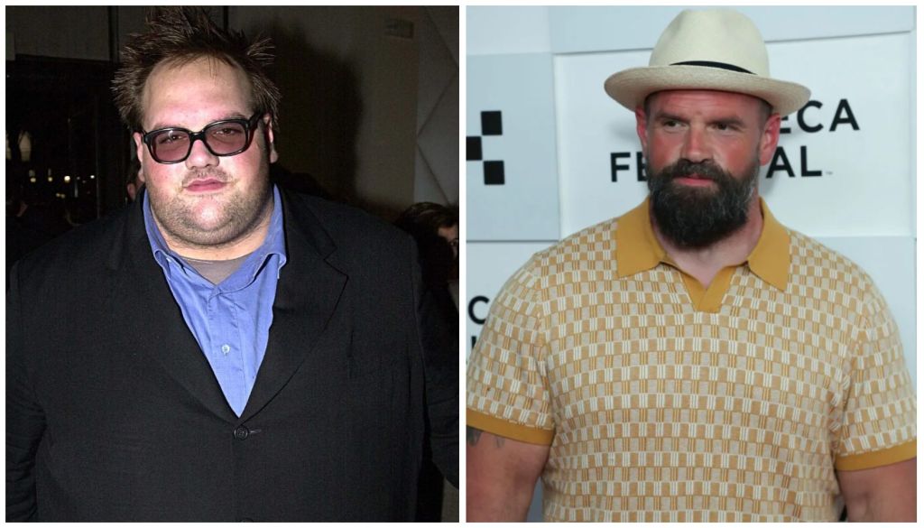 Two portraits: a man with glasses and a beard wearing a dark suit, and a man with a beard wearing a yellow and white patterned shirt and a hat.