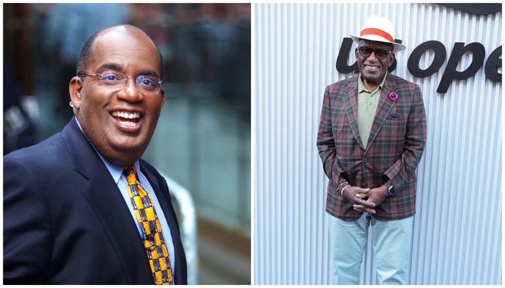Two images of a smiling Black man in business attire and a well-dressed older Black man in a plaid jacket standing in front of a "Hooper" sign.